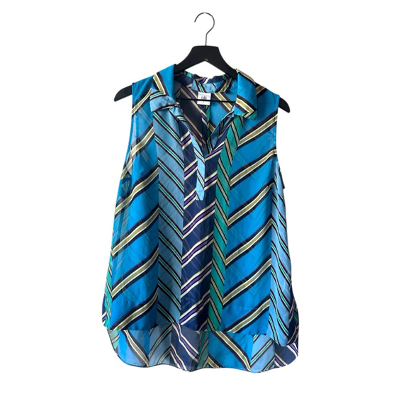 CAbi Tops - Cabi Blue Chevron Striped Sleeveless Blouse Women’s Large